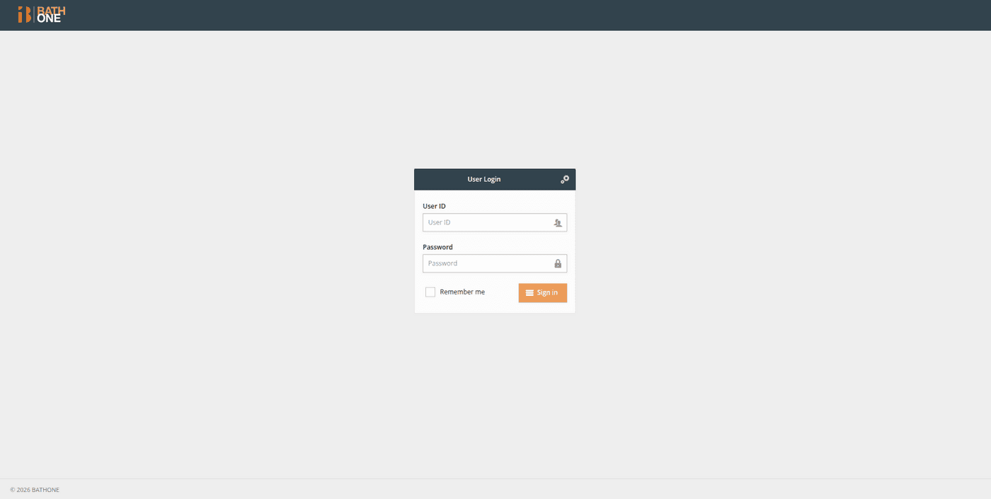 BathOne back office — sign-in