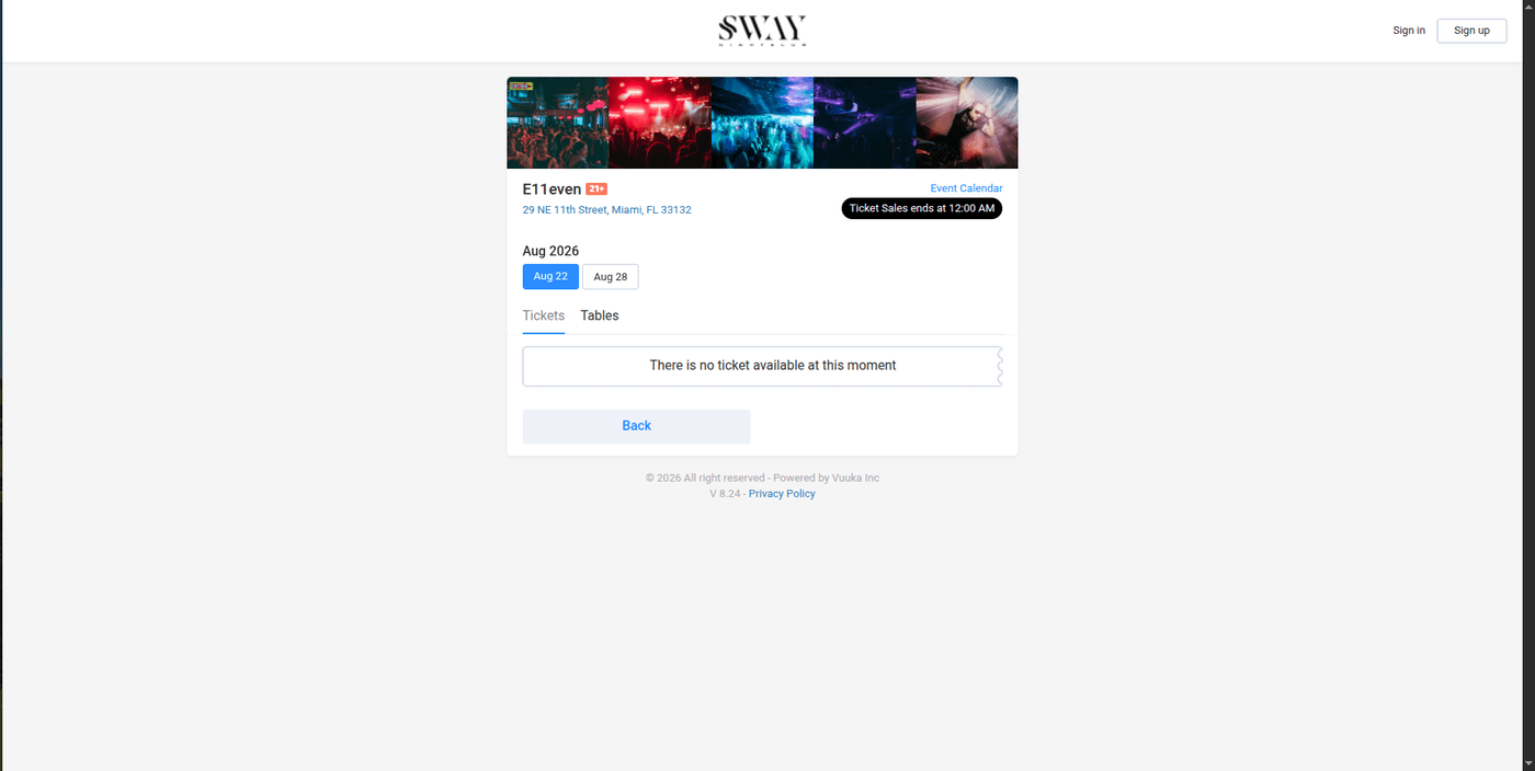 Vuuka widget — event calendar with tickets and tables